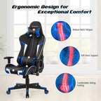 Ensemble Bureau de Gamer en X et Fauteuil de Massage Style Racing Costway pour Bureau à Domicile Noir+Blanc/Bleu/Gris/Rouge