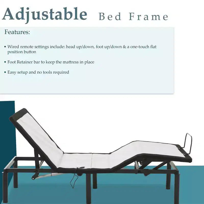 Continental Sleep, sommier articulé réglable 15, inclinaison tête et pieds, télécommande filaire, 6 pieds vissables brevetés, blanc
