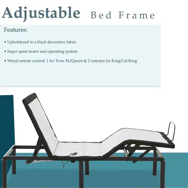 Continental Sleep, sommier articulé réglable 15, inclinaison tête et pieds, télécommande filaire, 6 pieds vissables brevetés, blanc