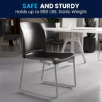 Flash Furniture Lot de 4 chaises empilables HERCULES Series avec dossier complet profilé, capacité 400 kg, piétement traîneau à revêtement poudré