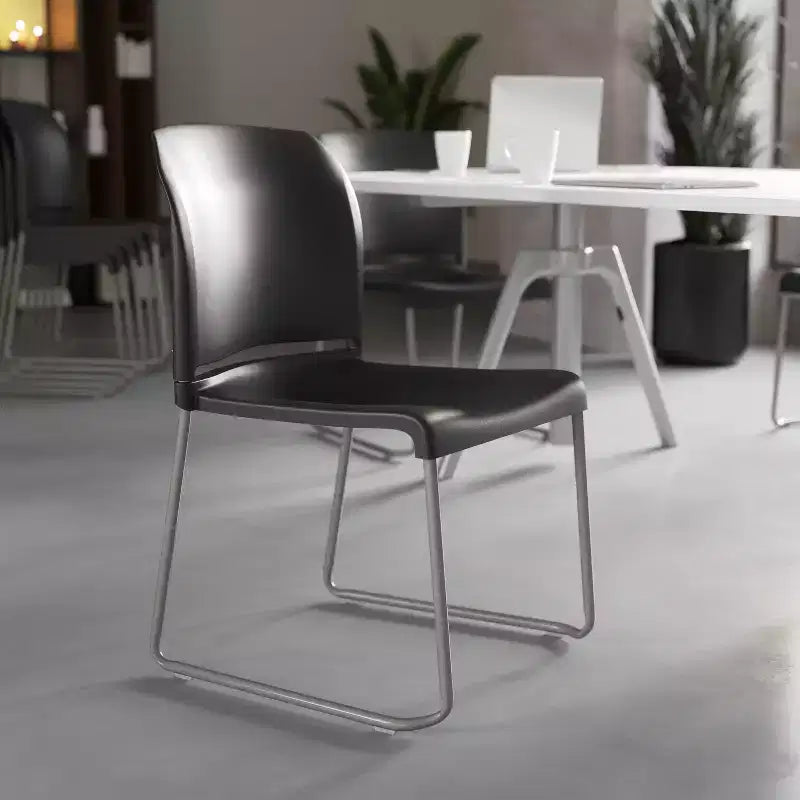 Flash Furniture Lot de 4 chaises empilables HERCULES Series avec dossier complet profilé, capacité 400 kg, piétement traîneau à revêtement poudré