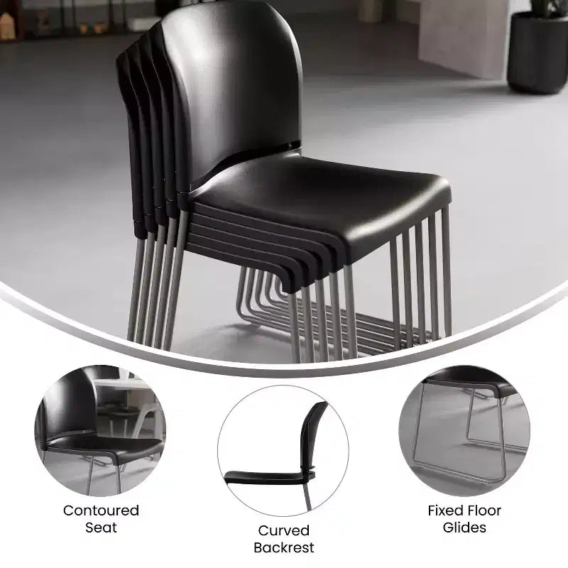 Flash Furniture Lot de 4 chaises empilables HERCULES Series avec dossier complet profilé, capacité 400 kg, piétement traîneau à revêtement poudré