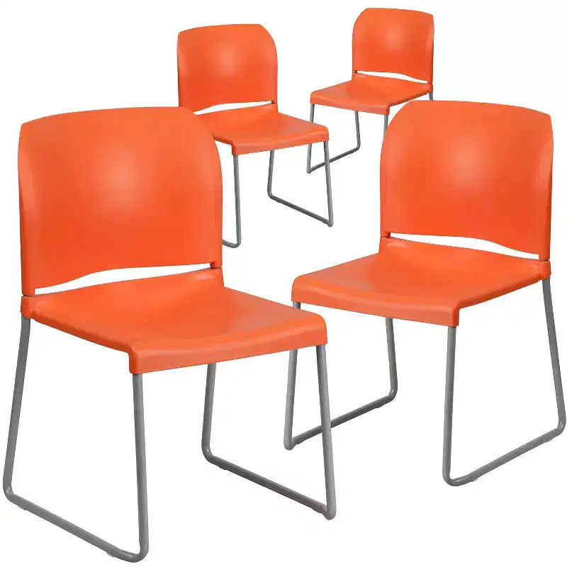 Flash Furniture Lot de 4 chaises empilables HERCULES Series avec dossier complet profilé, capacité 400 kg, piétement traîneau à revêtement poudré