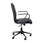 Fauteuil de bureau de direction rembourré Flash Furniture James à dossier mi-haut avec piètement et accoudoirs en métal brossé
