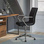 Fauteuil de bureau de direction rembourré Flash Furniture James à dossier mi-haut avec piètement et accoudoirs en métal brossé