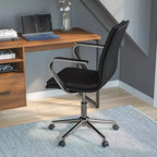Fauteuil de bureau de direction rembourré Flash Furniture James à dossier mi-haut avec piètement et accoudoirs en métal brossé