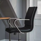 Fauteuil de bureau de direction rembourré Flash Furniture James à dossier mi-haut avec piètement et accoudoirs en métal brossé