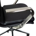 Fauteuil de bureau de direction rembourré Flash Furniture James à dossier mi-haut avec piètement et accoudoirs en métal brossé