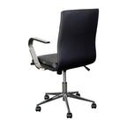 Fauteuil de bureau de direction rembourré Flash Furniture James à dossier mi-haut avec piètement et accoudoirs en métal brossé