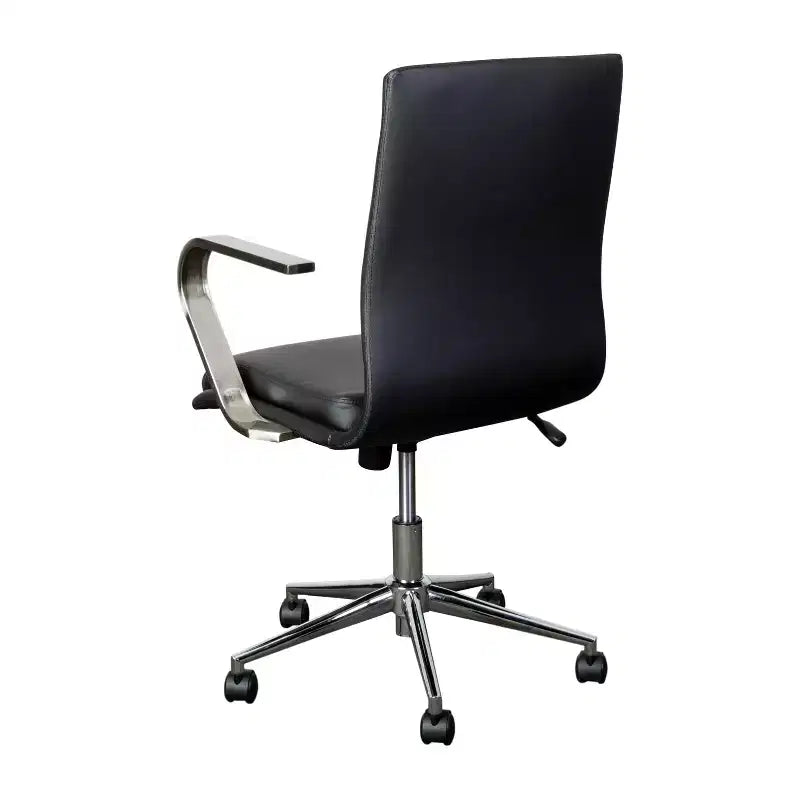 Fauteuil de bureau de direction rembourré Flash Furniture James à dossier mi-haut avec piètement et accoudoirs en métal brossé