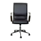 Fauteuil de bureau de direction rembourré Flash Furniture James à dossier mi-haut avec piètement et accoudoirs en métal brossé