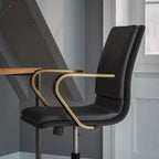 Fauteuil de bureau de direction rembourré Flash Furniture James à dossier mi-haut avec piètement et accoudoirs en métal brossé