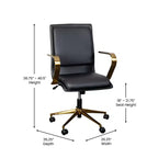 Fauteuil de bureau de direction rembourré Flash Furniture James à dossier mi-haut avec piètement et accoudoirs en métal brossé