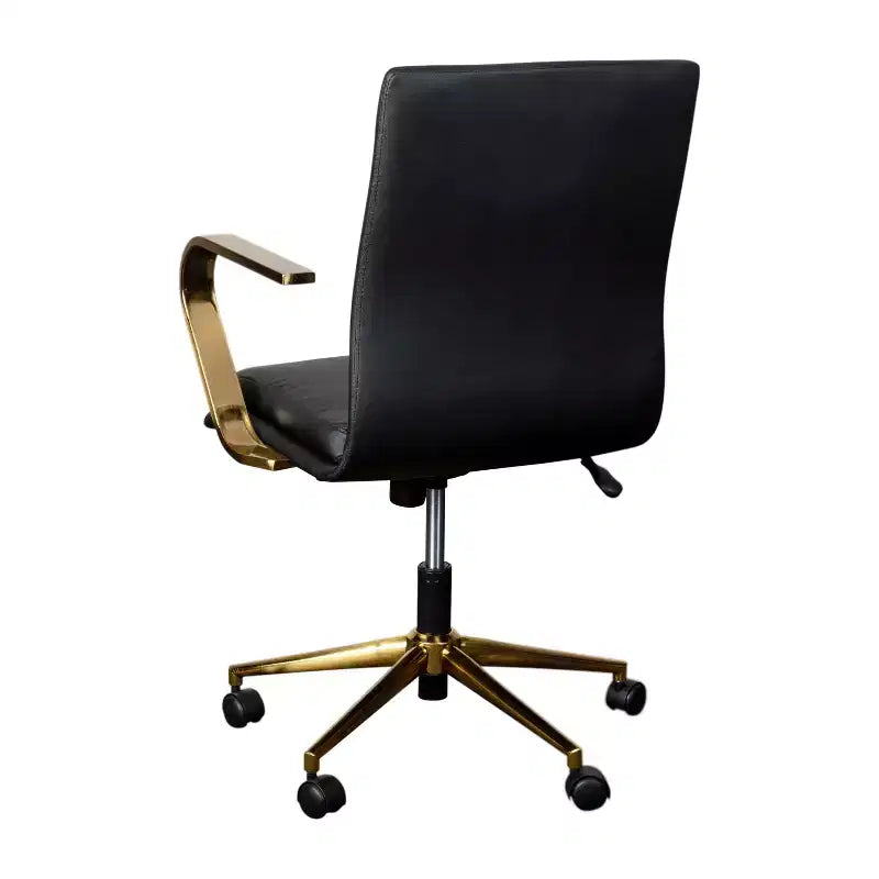 Fauteuil de bureau de direction rembourré Flash Furniture James à dossier mi-haut avec piètement et accoudoirs en métal brossé
