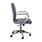 Fauteuil de bureau de direction rembourré Flash Furniture James à dossier mi-haut avec piètement et accoudoirs en métal brossé