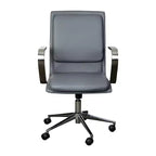 Fauteuil de bureau de direction rembourré Flash Furniture James à dossier mi-haut avec piètement et accoudoirs en métal brossé