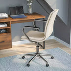 Fauteuil de bureau de direction rembourré Flash Furniture James à dossier mi-haut avec piètement et accoudoirs en métal brossé