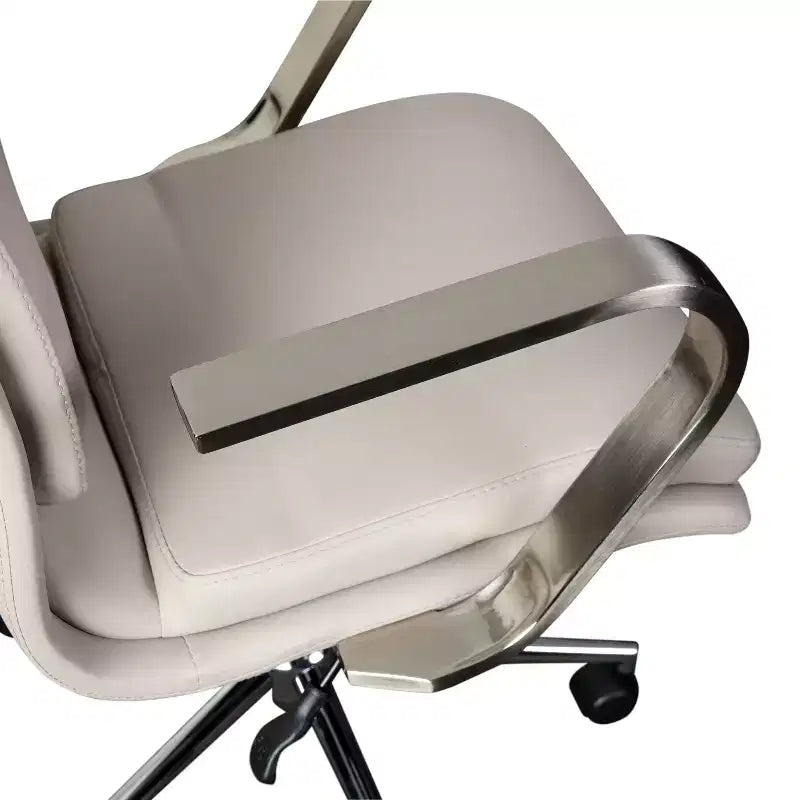 Fauteuil de bureau de direction rembourré Flash Furniture James à dossier mi-haut avec piètement et accoudoirs en métal brossé