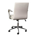 Fauteuil de bureau de direction rembourré Flash Furniture James à dossier mi-haut avec piètement et accoudoirs en métal brossé