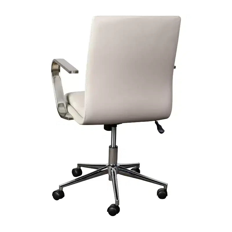 Fauteuil de bureau de direction rembourré Flash Furniture James à dossier mi-haut avec piètement et accoudoirs en métal brossé