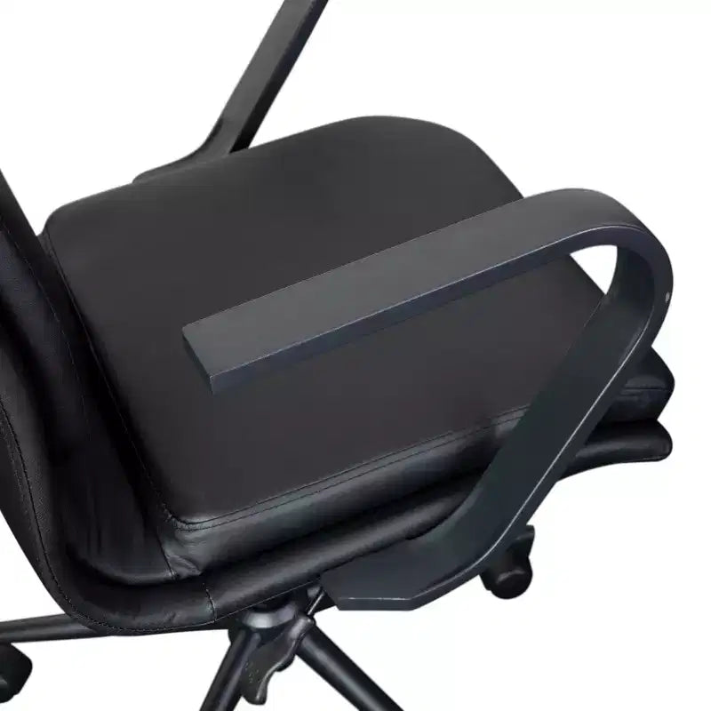 Fauteuil de bureau de direction rembourré Flash Furniture James à dossier mi-haut avec piètement et accoudoirs en métal brossé