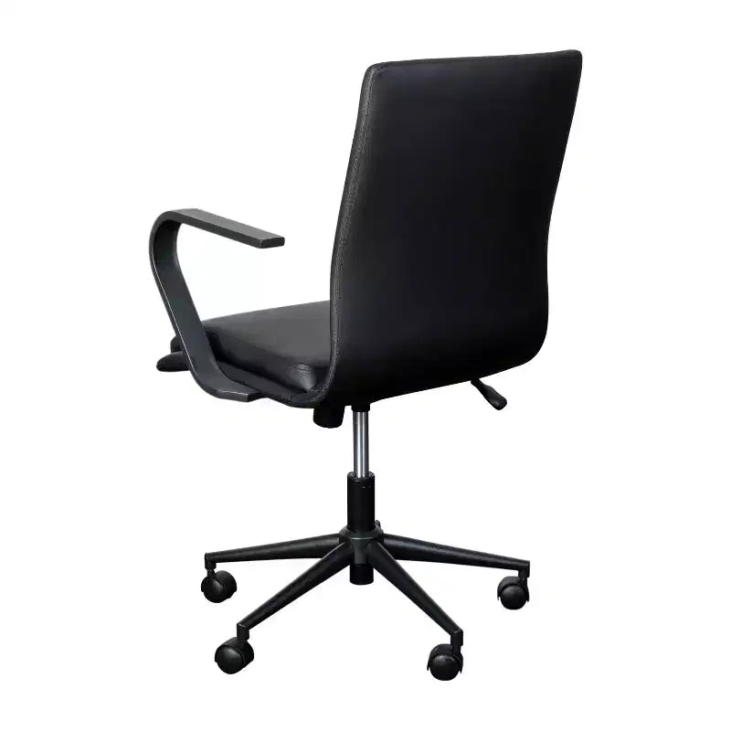 Fauteuil de bureau de direction rembourré Flash Furniture James à dossier mi-haut avec piètement et accoudoirs en métal brossé