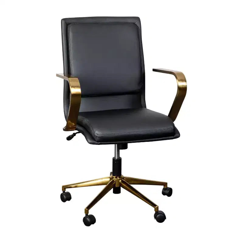 Fauteuil de bureau de direction rembourré Flash Furniture James à dossier mi-haut avec piètement et accoudoirs en métal brossé