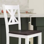 Emma and Oliver Lot de 2 tabourets de bar modernes en bois style ferme avec dossier sculpté décoratif et assise en bois