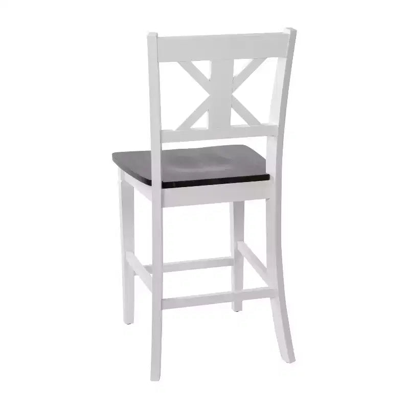 Emma and Oliver Lot de 2 tabourets de bar modernes en bois style ferme avec dossier sculpté décoratif et assise en bois