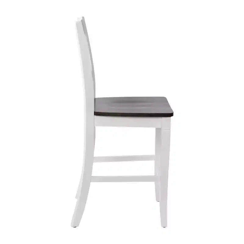 Emma and Oliver Lot de 2 tabourets de bar modernes en bois style ferme avec dossier sculpté décoratif et assise en bois