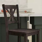 Emma and Oliver Lot de 2 tabourets de bar modernes en bois style ferme avec dossier sculpté décoratif et assise en bois