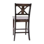 Emma and Oliver Lot de 2 tabourets de bar modernes en bois style ferme avec dossier sculpté décoratif et assise en bois