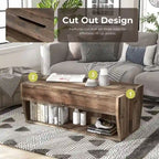 Table basse relevable rustique avec rangement – Chêne recyclé, style ferme, 104 cm