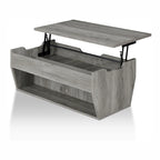 Table basse relevable rustique avec rangement – Chêne recyclé, style ferme, 104 cm