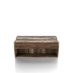 Table basse relevable rustique avec rangement – Chêne recyclé, style ferme, 104 cm
