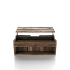 Table basse relevable rustique avec rangement – Chêne recyclé, style ferme, 104 cm