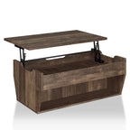 Table basse relevable rustique avec rangement – Chêne recyclé, style ferme, 104 cm