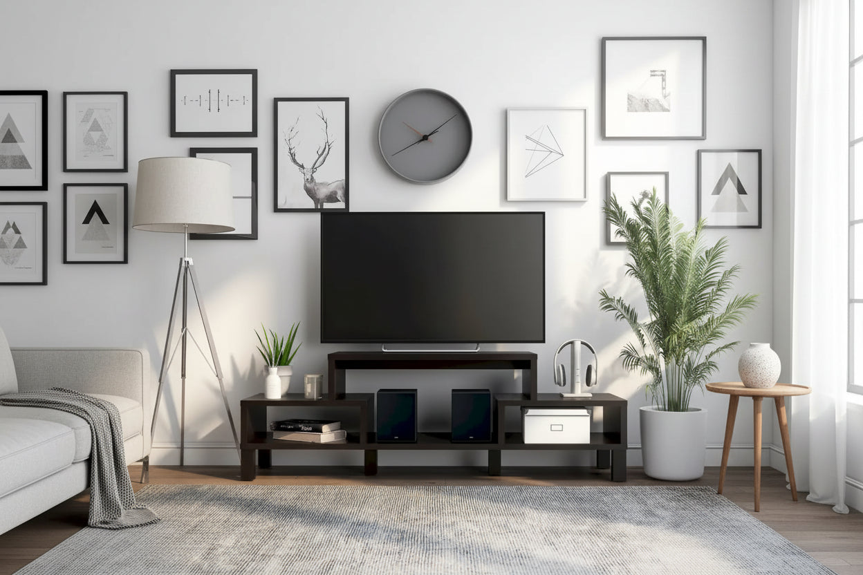 Furniture of America Rami Modern 3-Shelf Espresso Finish TV Stand, Sleek Media Console for Living Room Entertainment