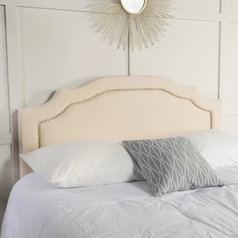 Tête de lit rembourrée pleine/grand lit ajustable – Clous décoratifs, cadre en fer