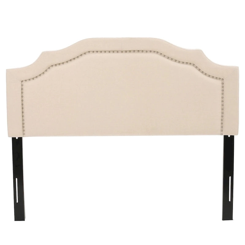 Tête de lit rembourrée pleine/grand lit ajustable – Clous décoratifs, cadre en fer