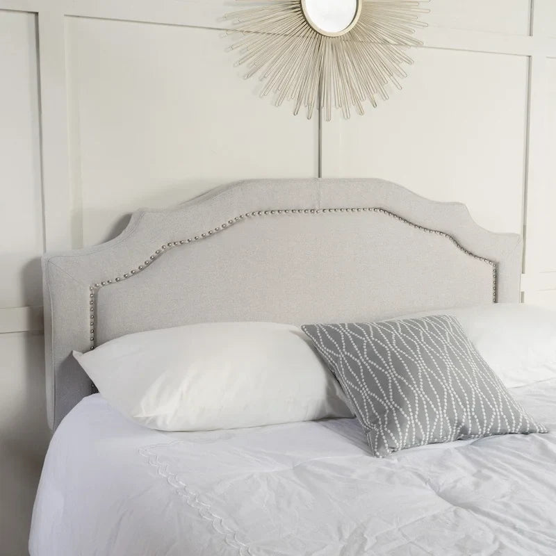 Tête de lit rembourrée pleine/grand lit ajustable – Clous décoratifs, cadre en fer