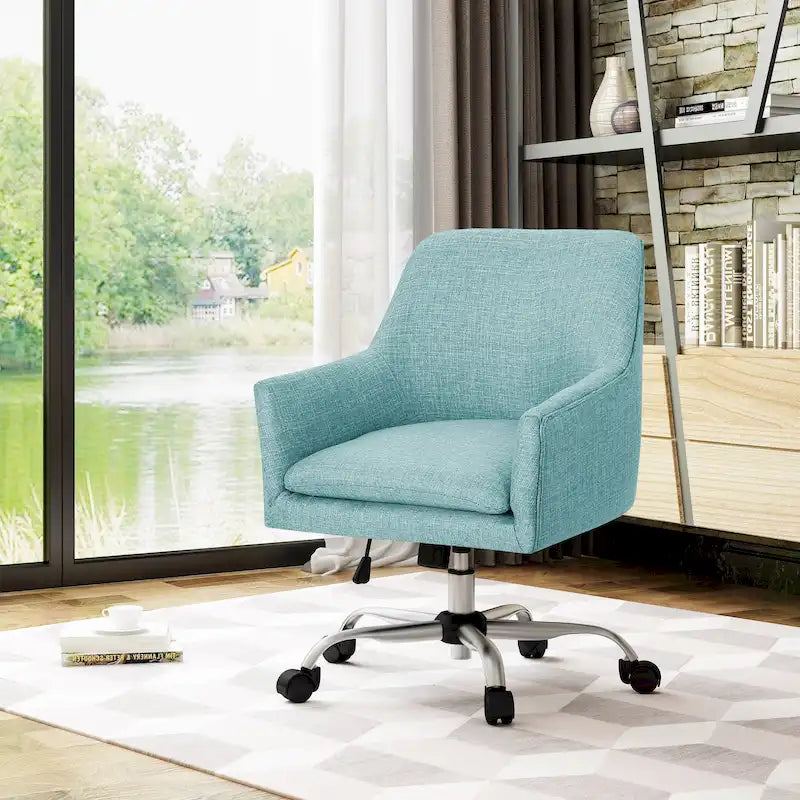 Chaise de bureau pivotante en tissu de style Mid-Century Modern – Piètement chromé, capacité de 136 kg