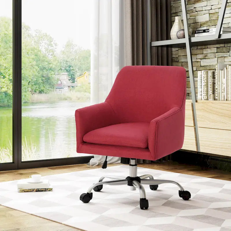Chaise de bureau pivotante en tissu de style Mid-Century Modern – Piètement chromé, capacité de 136 kg