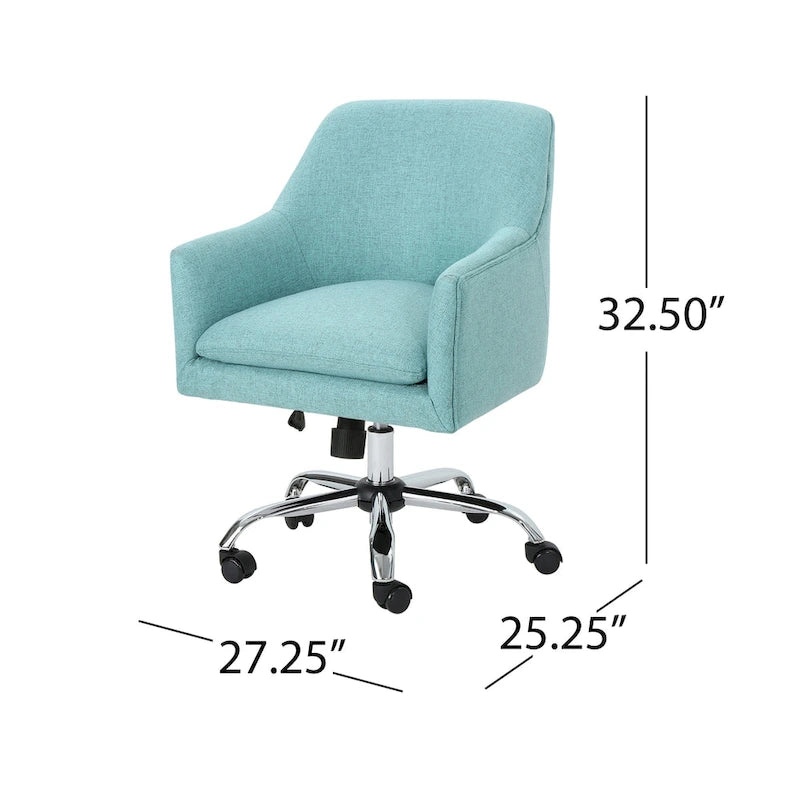 Chaise de bureau pivotante en tissu de style Mid-Century Modern – Piètement chromé, capacité de 136 kg