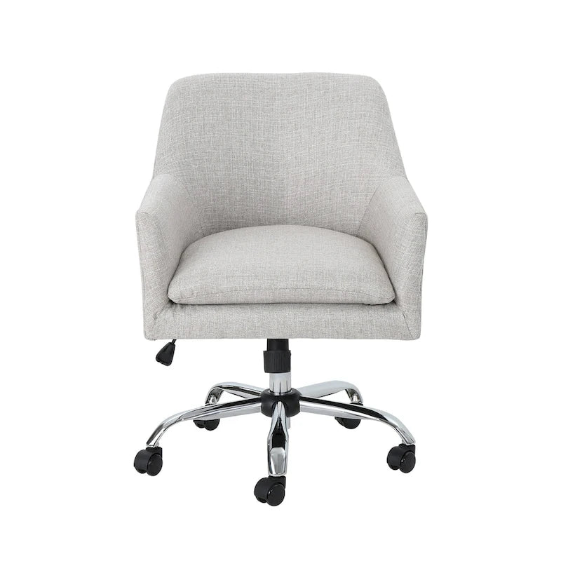 Chaise de bureau pivotante en tissu de style Mid-Century Modern – Piètement chromé, capacité de 136 kg