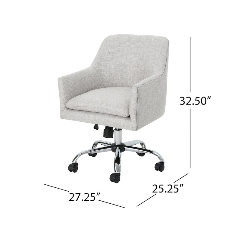 Chaise de bureau pivotante en tissu de style Mid-Century Modern – Piètement chromé, capacité de 136 kg