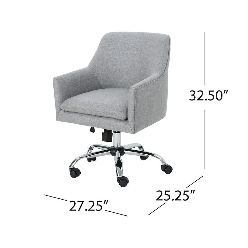 Chaise de bureau pivotante en tissu de style Mid-Century Modern – Piètement chromé, capacité de 136 kg