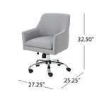 Chaise de bureau pivotante en tissu de style Mid-Century Modern – Piètement chromé, capacité de 136 kg