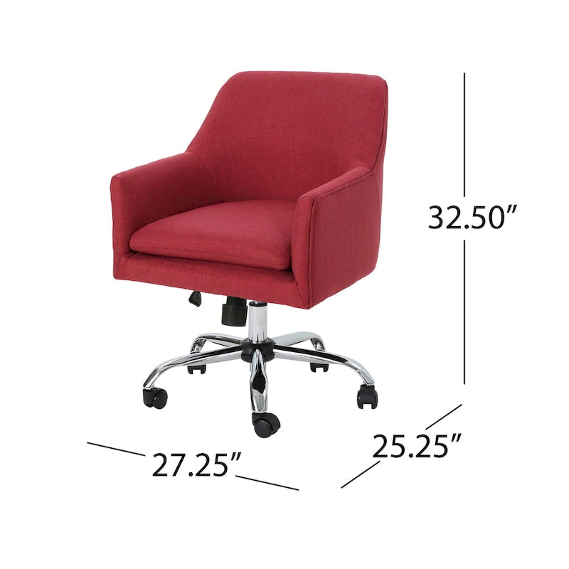 Chaise de bureau pivotante en tissu de style Mid-Century Modern – Piètement chromé, capacité de 136 kg