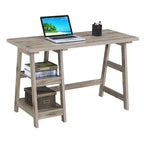 Bureau tréteaux avec 2 étagères ouvertes – Bureau d'ordinateur moderne pour la maison et les étudiants
